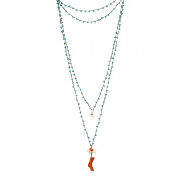 Collana uncinetto con Pendente Bamboo Coral